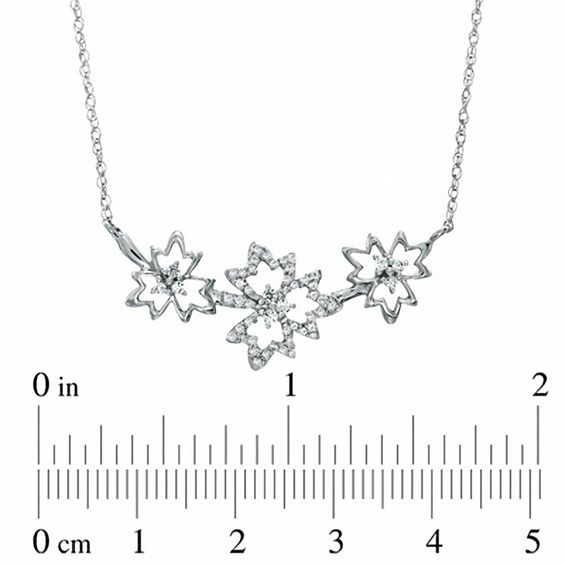 0.25 CT. T.W. Diamond Triple Maple Leaf Necklace in Sterling Silver