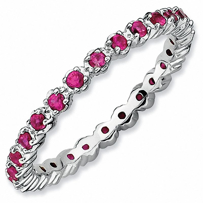 Stackable Expressions™ Lab-Created Ruby Eternity Band in Sterling Silver|Peoples Jewellers