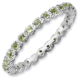 Stackable Expressions™ Prong-Set Peridot Eternity Band in Sterling Silver