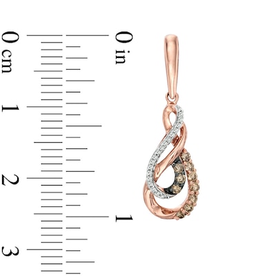 0.33 CT. T.W. Champagne and White Diamond Double Infinity Drop Earrings in 10K Rose Gold