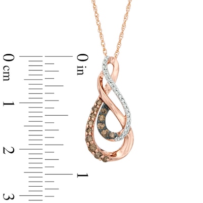 0.33 CT. T.W. Champagne and White Diamond Double Infinity Pendant in 10K Rose Gold