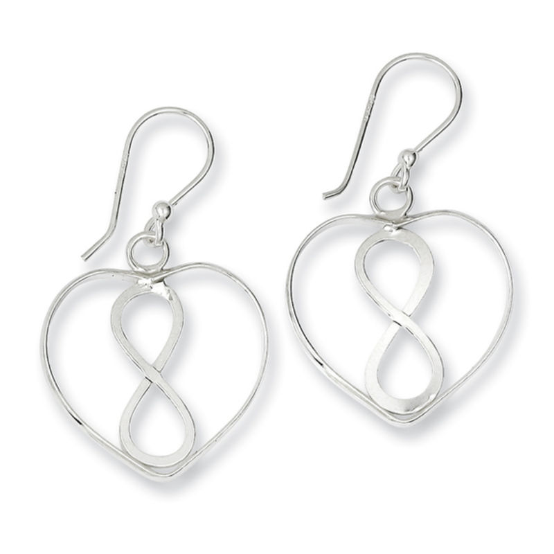 Heart with Infinity Drop Earrings in Sterling Silver|Peoples Jewellers
