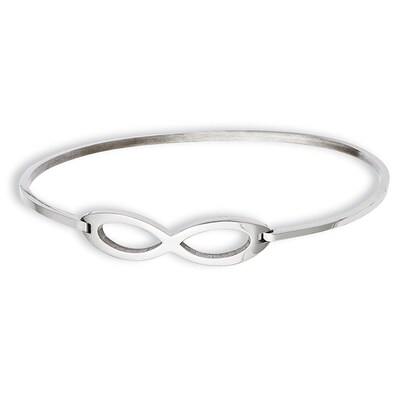 Slip-On Infinity Bangle in Stainless Steel - 8.0"