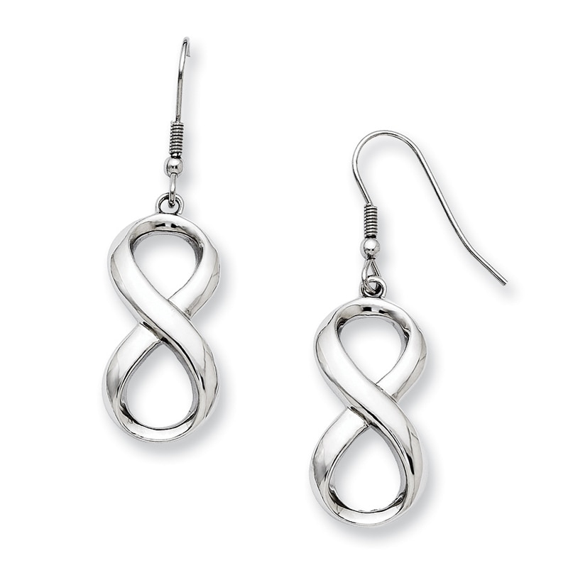 Linear Infinity Drop Earrings in Stainless Steel|Peoples Jewellers