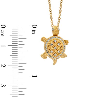 AVA Nadri Crystal Turtle Pendant in Brass with 18K Gold Plate - 16"