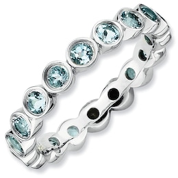 Stackable Expressions™ Bezel-Set Large Aquamarine Eternity Band in Sterling Silver