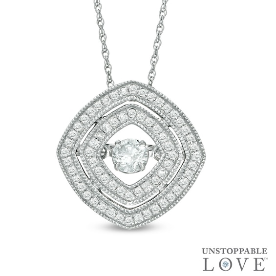 Unstoppable Love™ 0.35 CT. T.W. Diamond Vintage-Style Double Frame Pendant in 10K White Gold