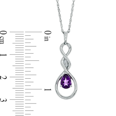 Pear-Shaped Amethyst and Diamond Accent Infinity Pendant in Sterling Silver