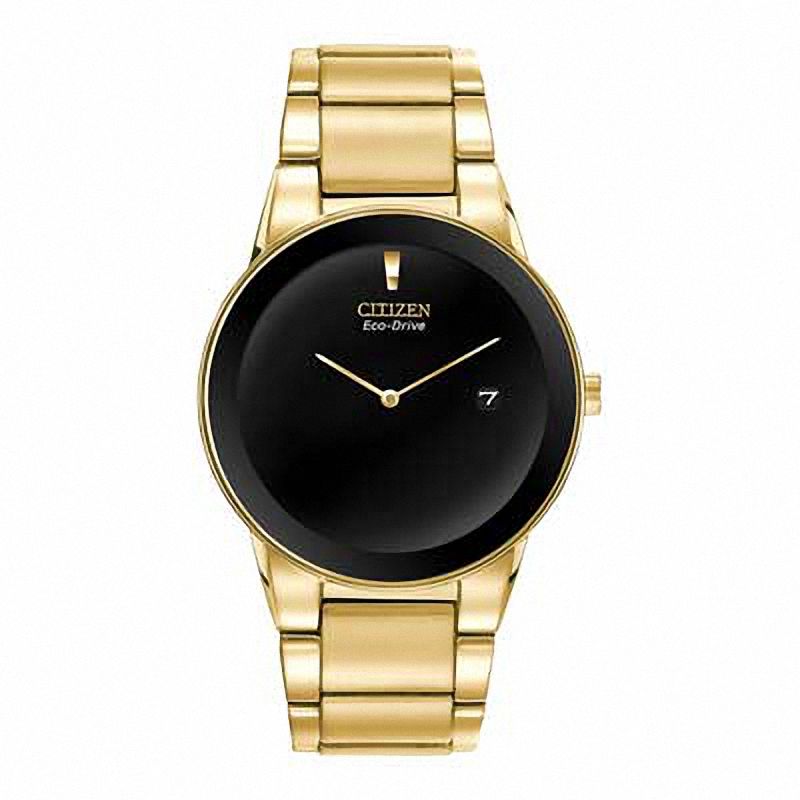 Men's Citizen Eco-Drive® Axiom Gold-Tone Watch with Black Dial (Model: AU1062-56E)