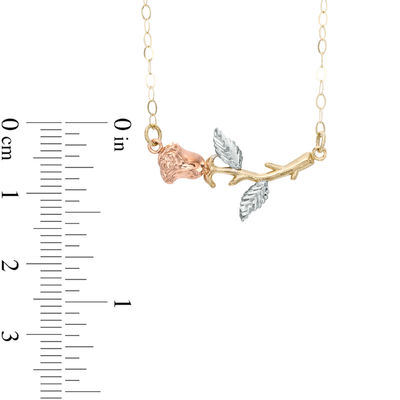 Sideways Rose Necklace in 10K Tri-Tone Gold