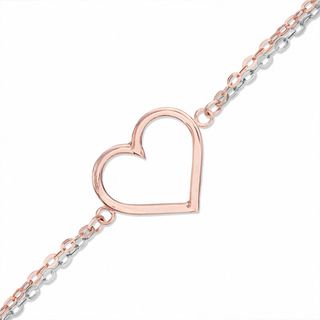 Double Row Heart Bracelet in 10K Two-Tone Gold - 7.25"