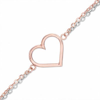 Double Row Heart Bracelet in 10K Two-Tone Gold - 7.25"