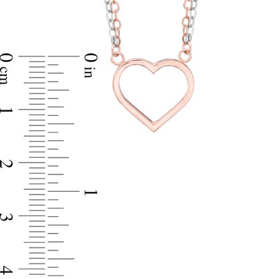 Double Row Heart Necklace in 10K Two-Tone Gold