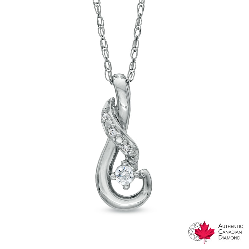 0.10 CT. T.W. Certified Canadian Diamond Swirl Pendant in 14K White Gold (I/I1)|Peoples Jewellers