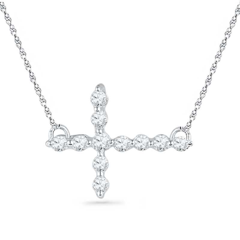 White gold online horizontal cross necklace