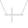 Thumbnail Image 1 of Lab-Created White Sapphire Sideways Cross Necklace in Sterling Silver