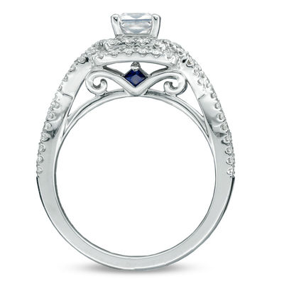 Vera Wang Love Collection 0.95 CT. T.W. Princess-Cut Diamond Double Frame Ring in 14K White Gold