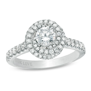 Vera Wang Love Collection 0.95 CT. T.W. Diamond Swirl Frame Engagement Ring in 14K White Gold