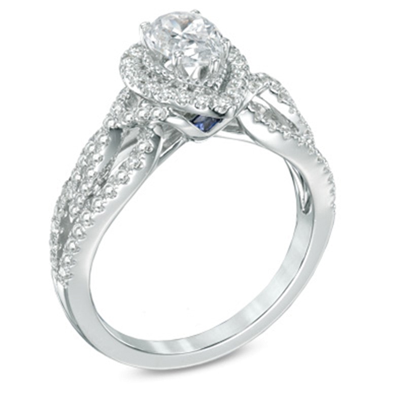 Main Image 2 of Vera Wang Love Collection 0.95 CT. T.W. Pear-Shaped Diamond Vintage-Style Ring in 14K White Gold