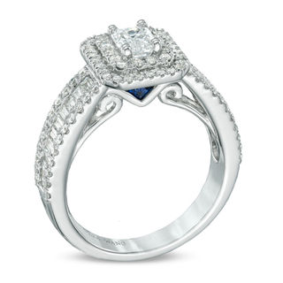 Vera Wang Love Collection 1.45 CT. T.W. Emerald-Cut Diamond Double Frame Ring in 14K White Gold