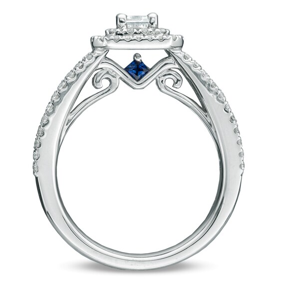 Vera Wang Love Collection 1.45 CT. T.W. Emerald-Cut Diamond Double Frame Ring in 14K White Gold