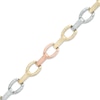 Thumbnail Image 0 of Fancy Link Bracelet in 10K Tri-Tone Gold - 7.25"