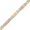 Thumbnail Image 0 of X Link Bracelet in 10K Tri-Tone Gold - 7.5"