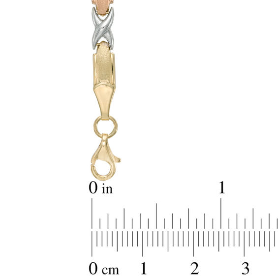 X Link Bracelet in 10K Tri-Tone Gold - 7.5"