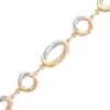 Thumbnail Image 0 of Oval Link Bracelet in 10K Tri-Tone Gold - 7.25"
