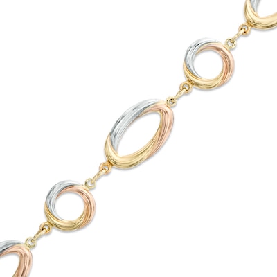 Oval Link Bracelet in 10K Tri-Tone Gold - 7.25"