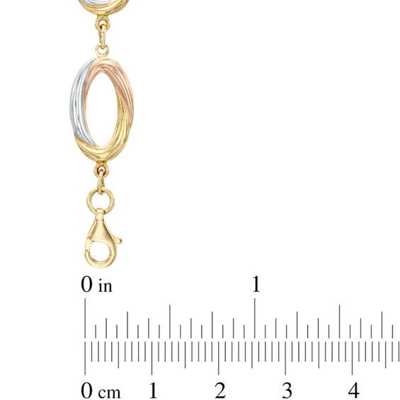 Oval Link Bracelet in 10K Tri-Tone Gold - 7.25"