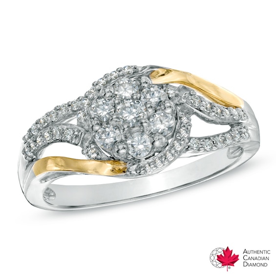 0.50 CT. T.W. Certified Canadian Diamond Cluster Ring in 14K Two-Tone Gold (I/I1)