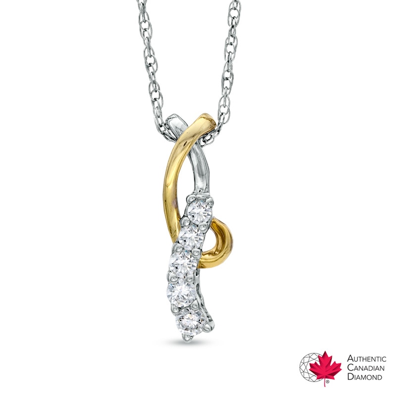 0.20 CT. T.W. Certified Canadian Diamond Journey Pendant in 14K Two-Tone Gold (I/I1)