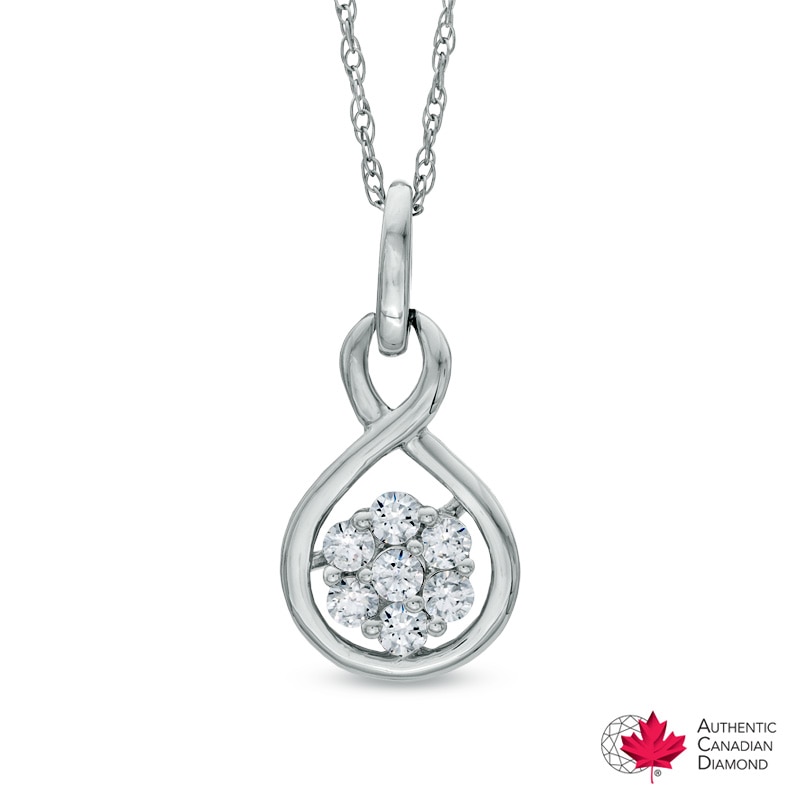 Main Image 1 of 0.35 CT. T.W. Certified Canadian Diamond Cluster Infinity Pendant in 14K White Gold (I/I1)