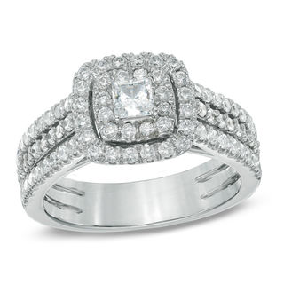 Celebration Canadian Grand™ 1.00 CT. T.W. Princess-Cut Certified Diamond Frame Ring in 14K White Gold (H-I/I1)