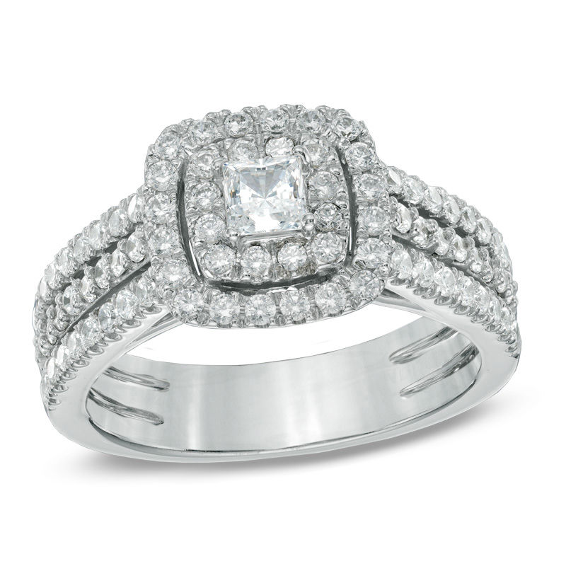 Celebration Canadian Grand™ 1.00 CT. T.W. Princess-Cut Certified Diamond Frame Ring in 14K White Gold (H-I/I1)|Peoples Jewellers
