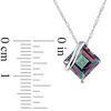 8.0mm Princess-Cut Rainbow Green Topaz Overlay Pendant in 10K White Gold - 17"