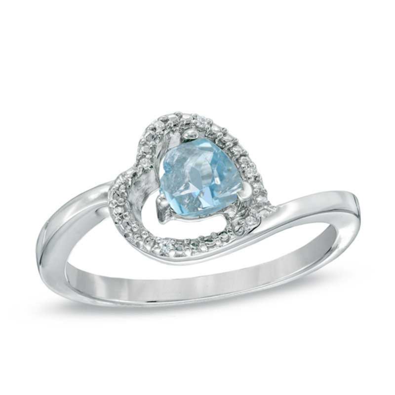 Aquamarine heart deals shaped ring