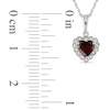 5.0mm Heart-Shaped Garnet and Diamond Accent Frame Pendant in 10K White Gold - 17"