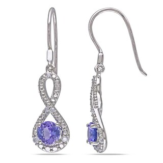 5.0mm Tanzanite and 0.10 CT. T.W. Diamond Infinity Drop Earrings in Sterling Silver