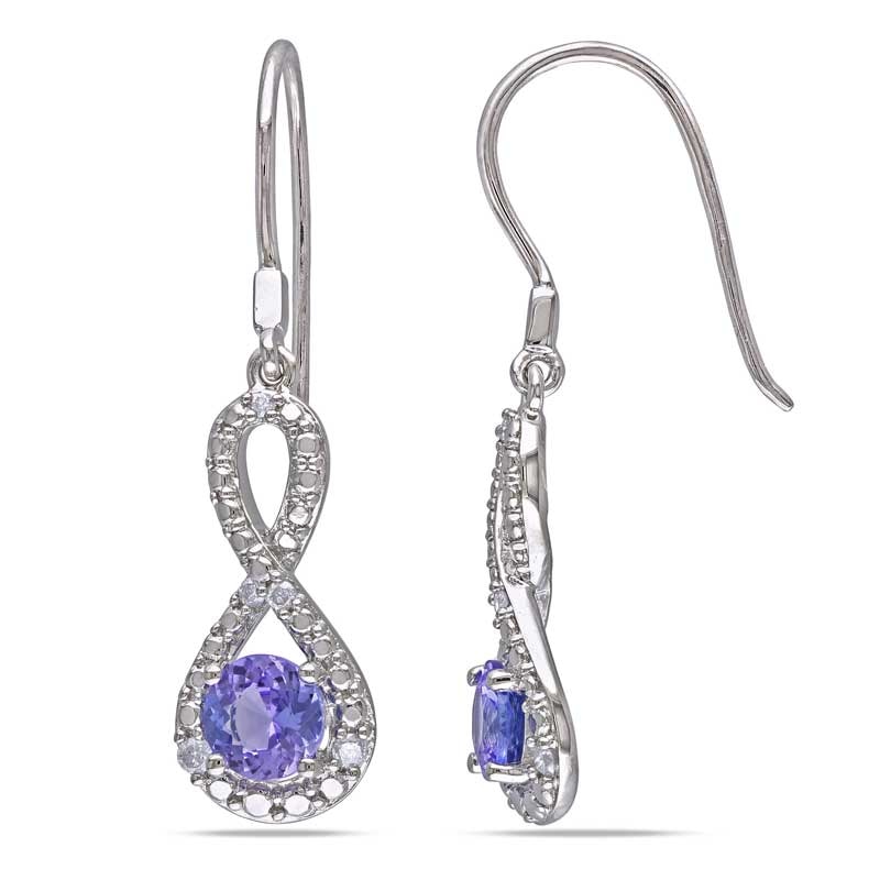 5.0mm Tanzanite and 0.10 CT. T.W. Diamond Infinity Drop Earrings in Sterling Silver|Peoples Jewellers