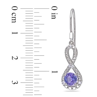 5.0mm Tanzanite and 0.10 CT. T.W. Diamond Infinity Drop Earrings in Sterling Silver