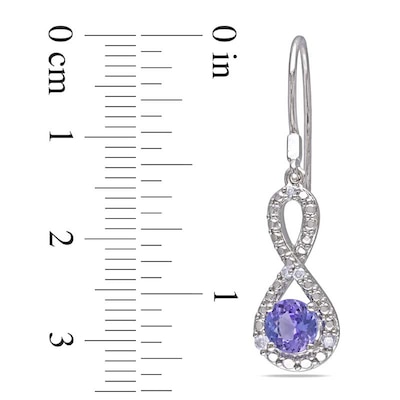 5.0mm Tanzanite and 0.10 CT. T.W. Diamond Infinity Drop Earrings in Sterling Silver