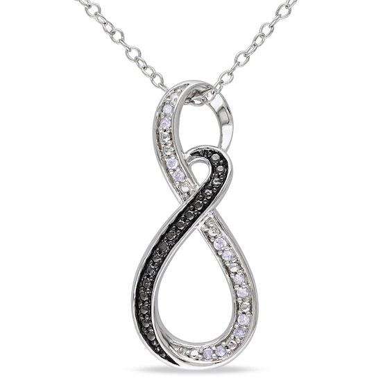 Diamond Accent Beaded Infinity Pendant in Sterling Silver