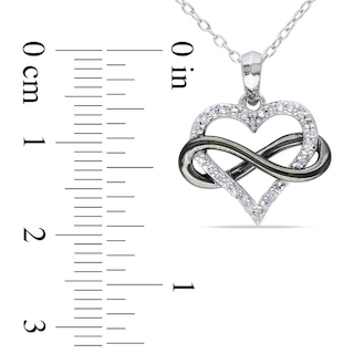 0.10 CT. T.W. Diamond Sideways Infinity with Heart Pendant in Two-Tone Sterling Silver