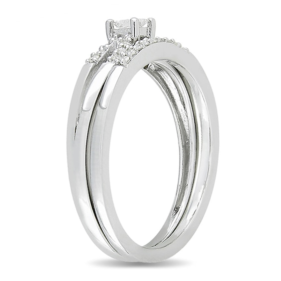 0.20 CT. T.W. Princess-Cut Diamond Bridal Set in Sterling Silver