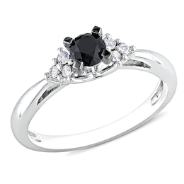 0.49 CT. T.W. Black and White Diamond Engagement Ring in Sterling Silver