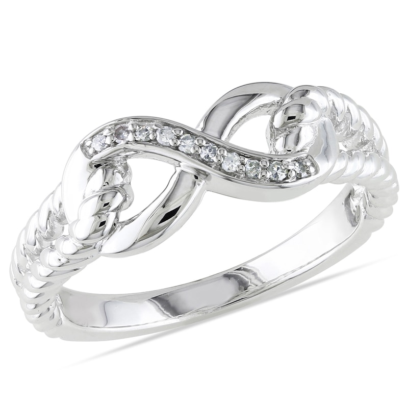 Diamond Accent Infinity Rope Ring in Sterling Silver|Peoples Jewellers