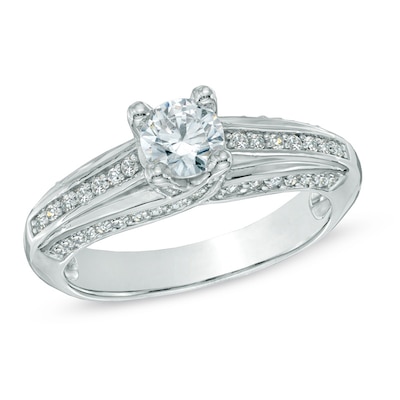 0.70 CT. T.W. Canadian Certified Diamond Engagement Ring in 14K White Gold (I/I2)