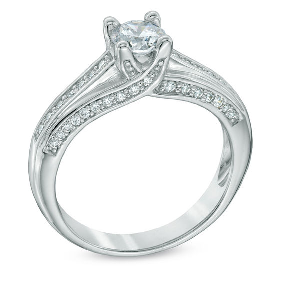 0.70 CT. T.W. Certified Canadian Diamond Engagement Ring in 14K White ...